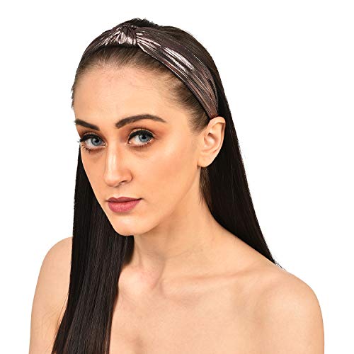 Image of Vogue Hair Accessories Solid Shimmer Fabric Knot Plastic Hairband Headband for Girls and Women (Shimmer Pink)