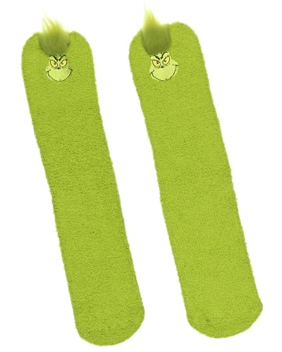 Image of MJC The Grinch Slipper Socks Matching Family Character Fuzzy Holiday Gripper Socks