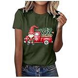 [Joielmal] クリスマス tシャツ レディース クリスマス 仮装 衣装 サンタ柄 可愛い トップス 雪だるま トナカイ サンタ 柄 コスチューム コスプレ おもしろtシャツ 大人 総柄 カットソー 人気 雰囲気 半袖 Vネック 夏服 個性的 面白い(AHAG/XL)