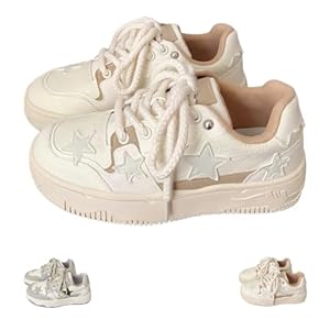 Star Shoes Walking Sneakers for Women – Chunky Platform Y2K Aesthetic Cute Stars Comfort Support US 4-8