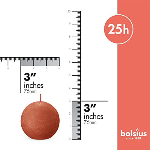 Bolsius 3 Pack Orange Rustic Ball Pillar Candles - 3 Inch - Premium European Quality - Natural Eco-Friendly Plant-Based Wax - Unscented Dripless Smokeless 25 Hour Party Décor And Wedding Candles #TOP1