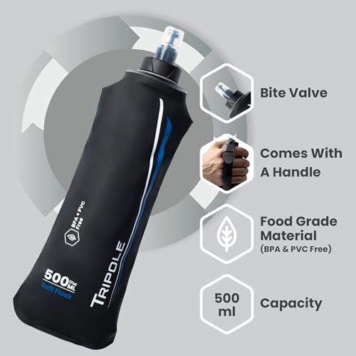 Image of Hydration & Water Soft Flask for Running and Cycling | 500 mL (Black)