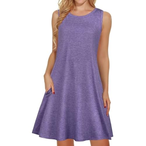 elescat Women's Summer Dresses 2026 Beach Casual Sleeveless Floral Print Tank Loose Sundress with Pocket