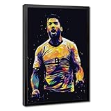 AYINUER Póster deportivo de jugador de fútbol Luis Suárez 03, póster de lona para decoración de dormitorio, paisaje deportivo, oficina, habitación, regalo, marco negro, estilo 61 cm de largo x 91 cm
