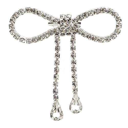 Image of 2PCS Rhinestone Bowknot Brooch Shiny Crystal Bow Pin Tassel for Women Weddings Celebration Parties Decoration Shoes, Luggage Accessories