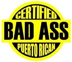 3pcs Certified bad ass Puerto Rican funny hard hat/helmet vinyl decal sticker