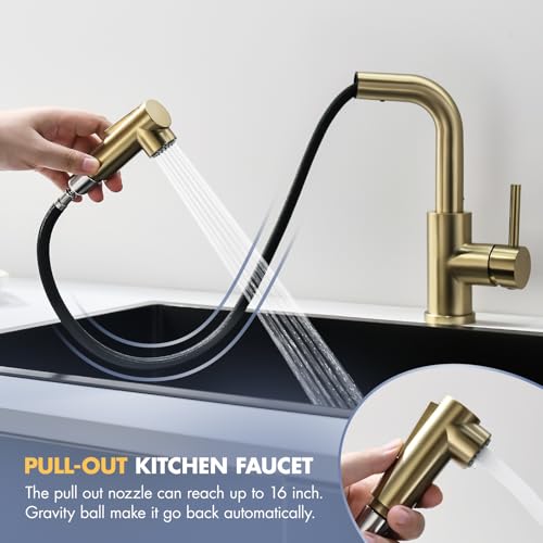 Image of GIMILI Bar Sink Faucet Brushed Gold Single Hole