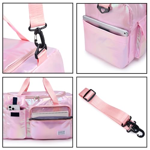Image of Small Gym Bag for Women, Travel Duffle Bag Carry On Weekender Bag with Shoe Compartment