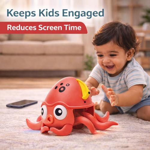 Image of Crawling Octopus Toy for Babies & Toddlers | Rechargeable Musical Moving Toy with Light & Sound | Sensor Obstacle Avoidance Tummy Time Toy | Educational Gift for Kids 6 Months+