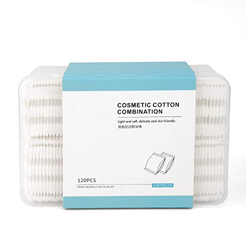Makeup Remover Cotton Pads for Facial Eye Makeup and Nail Polish Removal, Square Cotton Puff, Double-Side Save Water, Soft, Lint-Free