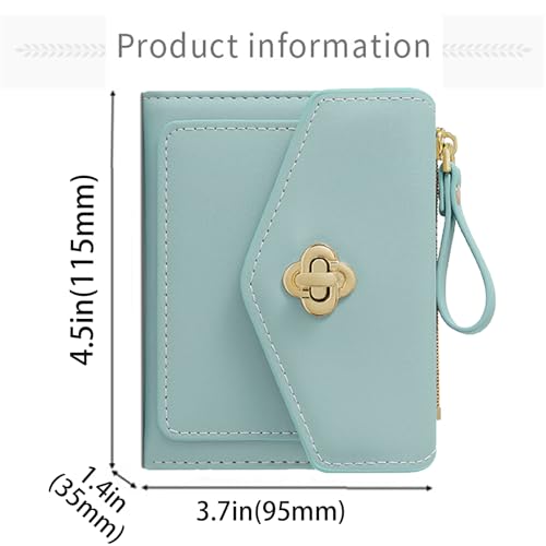 Image of Farcauo Small Minimalist Wallet for Women and Girls Cute Blue Thin Mini Wallet with ID Window Kawaii Design Compact and Stylish for Ladies and Teens