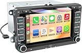 New Upgrade Carplay Car Radio with CD/DVD for Volkswagen VW Passat Golf Jetta Tiguan,7 Inch Touchscreen Stereo Support Backup Camera, Bluetooth & Voice Control, Mirror Link, Subwoofer,SWC, AM/FM Radio