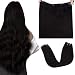 LaaVoo Human Hair Wire Hair Extensions Black Layered Human Hair Extensions Natural Black Double Weft Black Human Hair Wire Extensions Soft and Silky Fish Line Real Hair Extensions Black 80g 18