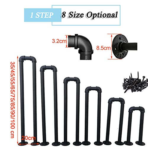 Rampe d'escalier en fer forgé noir mat pour marches extérieures 35-100 cm