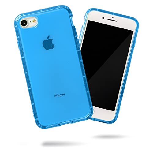SteepLab Neon Highlighter Case for iPhone SE & iPhone 8 & 7 - The Grippy Jelly Case w/Protective Air Pockets (Elevated Azure Blue)
