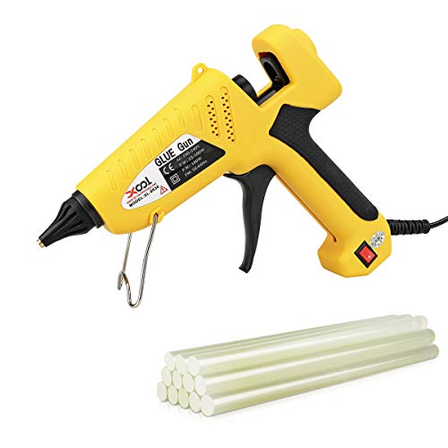 100-Watt Hot Glue Gun with Flexible Trigger, Professional Industrial Hot Melt Glue Gun Kit with 12 Pcs Hot Glue Gun Sticks, for DIY Gadget, Small Craft Projects and Quick Repairs in Home and Office
