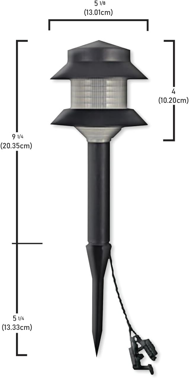 CyberTech Lighting 12V LED Pagoda Landscape Lights, Plastic Housing with Black Finish, 120 Lumens LEDG4 Replaceable Lamp Included. with Easy Snap Wire Connector (4 Pack)