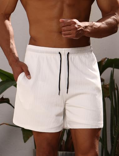 Men's Summer Board Shorts Adjustable Drawstring Quick-Drying Shorts with Liner Swim Trunks2