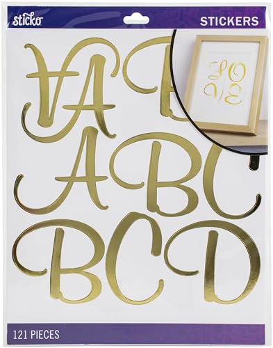 EK Success Sticko Sticker Alpha-Script-Extra Large-Gold-Foil (121 Pieces) 
