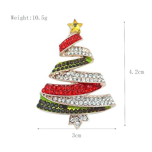 Image of Christmas Brooch Pins Crystal Christmas Tree Snowflake Jingle Bell Reindeer Enamel Brooches Holiday Party Gift for Women