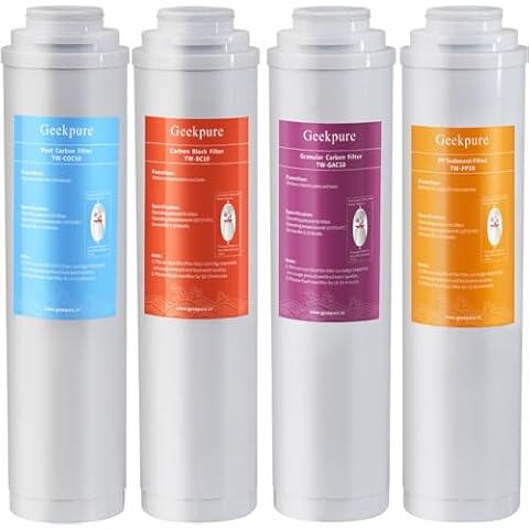 Geekpure Replacement Pre-Filters Set Twsit Quick Change Filters for RO-TW Series Reverse Osmosis System Cover