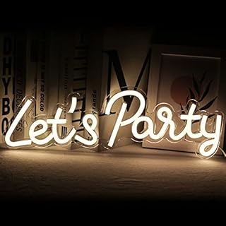 SIGNSHIP Let's Party Neon Light Led Neon Sign for Wall Decoration,USB Letter Party Neon Sign Art Wall Decor for Christmas Birthday Party Wedding Engagement Party Graduation Party Bedroom Bar Gift