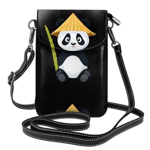 Petit sac à main pour téléphone portable étui à rabat cuir femme motif panda