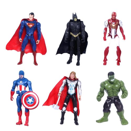 6 Stück Superhelden Figuren Set, Superhelden Cartoon Figuren Tortendeko...