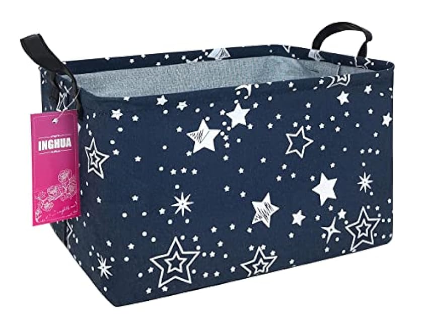 Rectangular Storage Basket Fabric Organizer Bin for Toys,Books,Clothes,Gifts,Pets-Perfect for Home,Office,Nursery,Dorm,Shelf(Rec Spaceships)