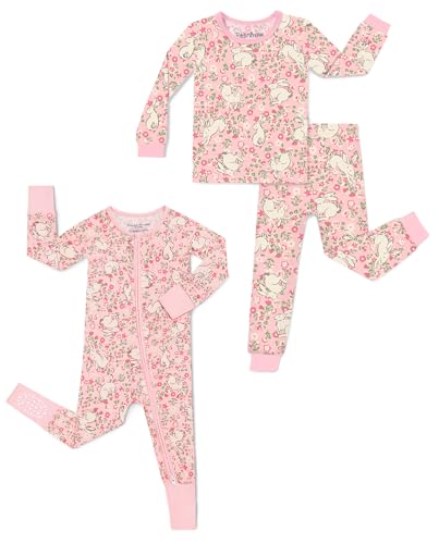 Bamboo Viscose Toddler Girls Kids Baby Long Sleeve Pajama Sets Snug fit Zipper Pajamas M1824