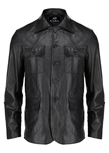 Image of Jild Lambskin Leather Jacket Men Casual Coat - Notched Collar Classic Bond's Style Ultimate Leather Blazer for Men