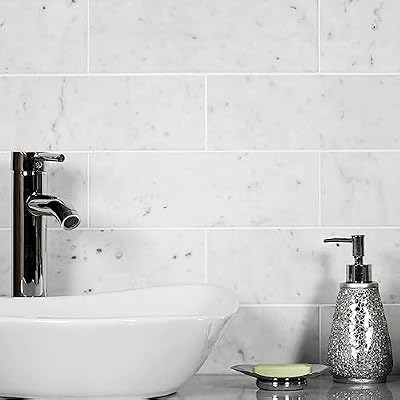 White Gray Bianco Carrara Honed Finish Subway Marble Tile — 4x12 in 5 sq ft Box of 15 — Kitchen Backsplash, Bathroom Walls, Shower Surround, Fireplace, Accent Wall