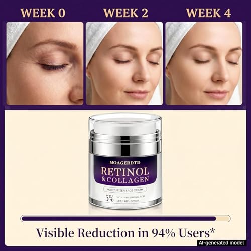 Retinol Collagen Cream Anti-Aging Face Moisturizer with Retinol,Collagen & Hyaluronic Acid - Firming & Hydrating Face Cream for Men & Women,Day & Night Skin Care - 1.86 fl oz — view 5
