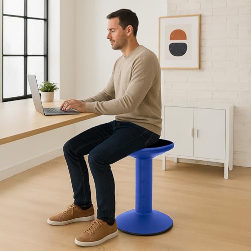 Image of Storex Wiggle Stool - Active Flexible Seating for Classroom, Home and Office, Adjustable 12-18 Inch Height, Blue (00301A01C)