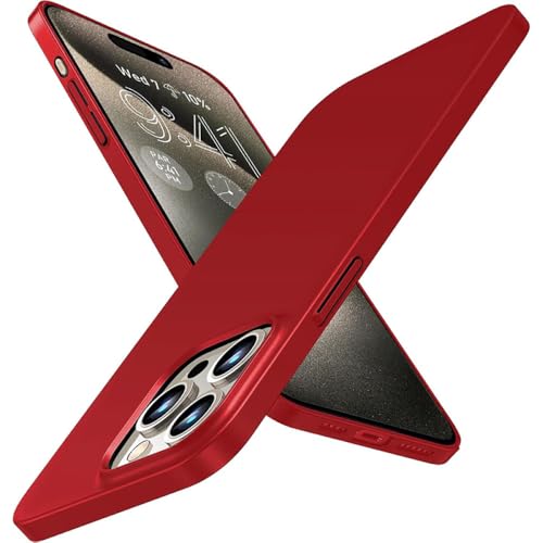 Coque iPhone 15 Pro rigide mince anti-choc et anti-traces rouge