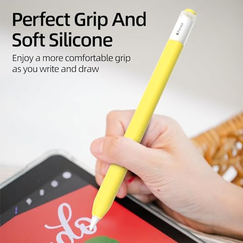 Image of Pencil Case for Apple Pencil (USB-C) 3rd Generation Silicone Protective Cover Sleeve, Supports Magnetic Attachment 3rd Gen (Yellow)