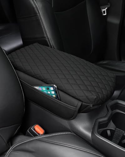Shademax Center Console Cover Toyota RAV4 2019-2024 2025 Armrest Cover Cushion Pad for Toyota RAV4 Accessories PU Leather Armrest Seat Box Protector with Pockets Storage Bag
