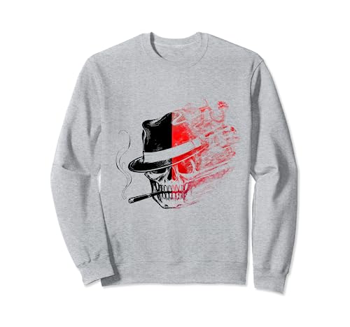 Calavera ahumada con elegante sombrero y cigarro Sudadera