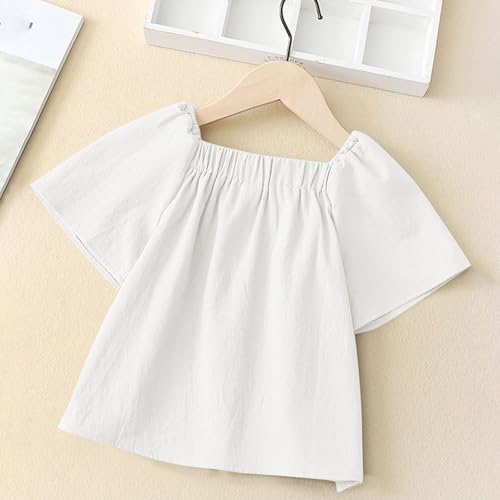 Teen Girls Cute Summer Tops Smock Square Neck Short Sleeve Button Down Shirts Casual Lightweight Gauze Blouses4