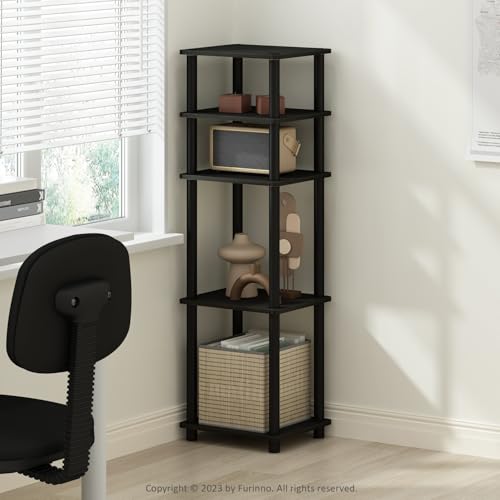 Image of Furinno Turn-N-Tube Storage Shelves, Stackable Standing Shelf, Open Corner Shelf, for Organization and Storage, Living Room, Garage, Home Office, Americano
