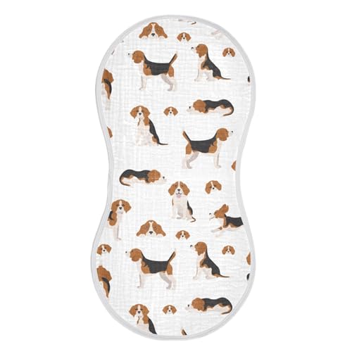 JHKKU Muslin Burp Cloths for Baby Boys and Girls - 1-Pack Ultra Absorbent Beagle Dog Muslin Washcloths, Newborn Towel, Milk Spit Up Rags, Burp Cloth Bib for Unisex, 22 x 11 Inch