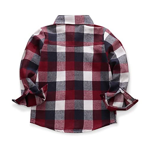 Image of OCHENTA Men's & Boys Flannel Shirts Button Down Long Sleeve Plaid Shirt Family Matching Outfits