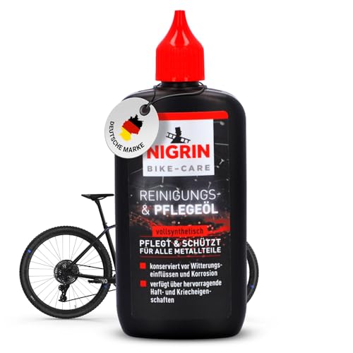 NIGRIN BIKE-CARE Fahrrad-Reinigungs- und Pflegeöl | 100 ml Flasche | Fahrradreinigung und Pflege | schützt vor Korrosion, grau