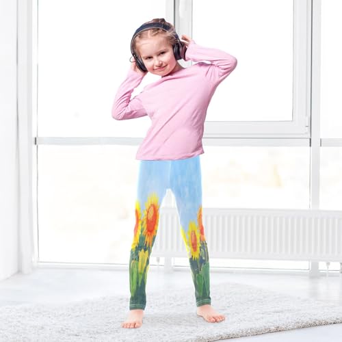 Bolaz Toddler Girls Leggings Printed Yoga Pants Leggings Watercolour Sunflowers for Kids4