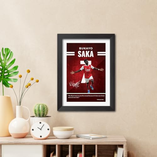 Image of TenorArts Bukayo Saka Quotes Poster Arsenal Laminated Photo Print Frame Painting with Matt Finish Black Texture (12 inches x 9inches)