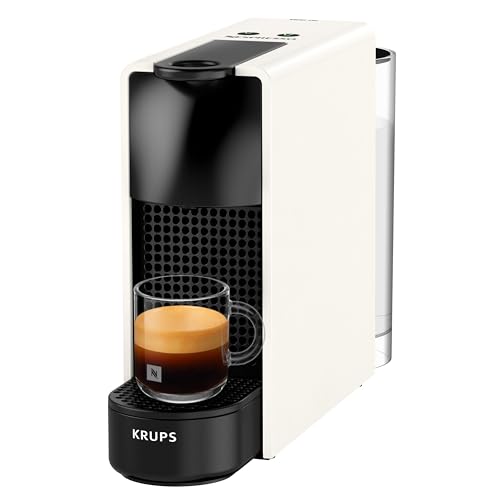 KRUPS Nespresso Essenza Mini Kaffeekapselmaschine – für Espresso und Lungo, 19 Bar für volles Aroma, ultrakompaktes Design in Weiß, ideal für kleine Küchen, energiesparend mit Auto-Off, Modell XN1101