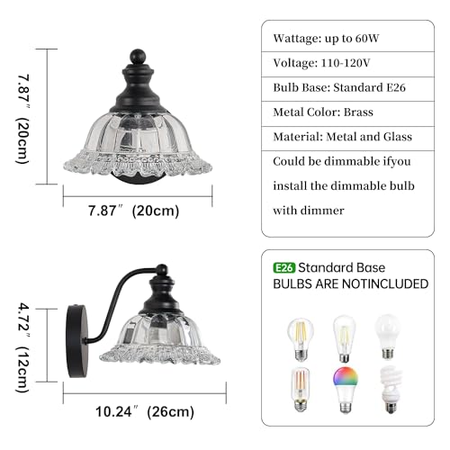 Image of XIEDUN Vanity Light Black Wall Sconces Farmhouse Bathroom Sconces