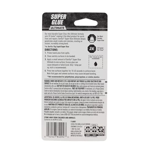 Gorilla 115803 Super Glue Ultimate, Fast-Setting Cyanoacrylate Adhesive thumb #5