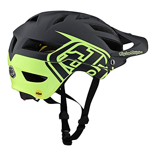 Troy Lee Designs Adult | All Mountain | Mountain Bike Half Shell A1 Helmet Classic W/Mips - (Gray/Green, X-Small/Small) #TOP1