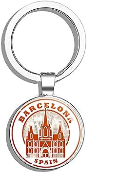 Barcelona Catalunya Spain Round Steel Metal Key Chain Keychain Ring Double Sided Deisgn